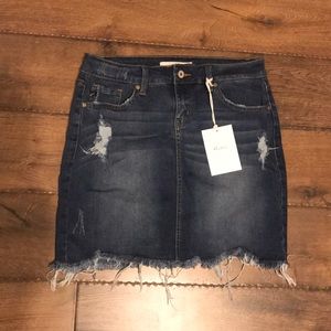 🦋KanCan Frayed Denim Distressed Midi Skirt